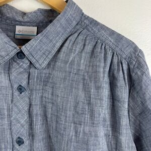 Columbia Button Up Shirt Womens XXL Blue Cotton Long Sleeve Camp Henry III